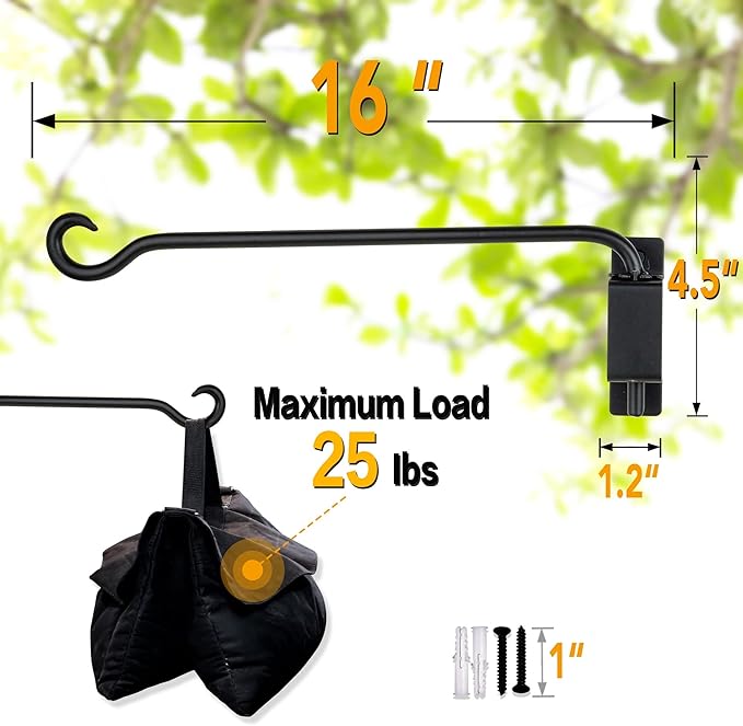 Qiang Ni Swivel Plant Hanger Bracket: Bird Feeder Hanger for Outdoor Wall Mount (16 - B, 16 Inch)