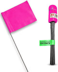 Fluorescent Pink Marking Flags, 100 Pack - 4x5-Inch Marker Flags - 15-Inch Wire - for Lawn, Irrigation, Dog Training, Landscape, Survey