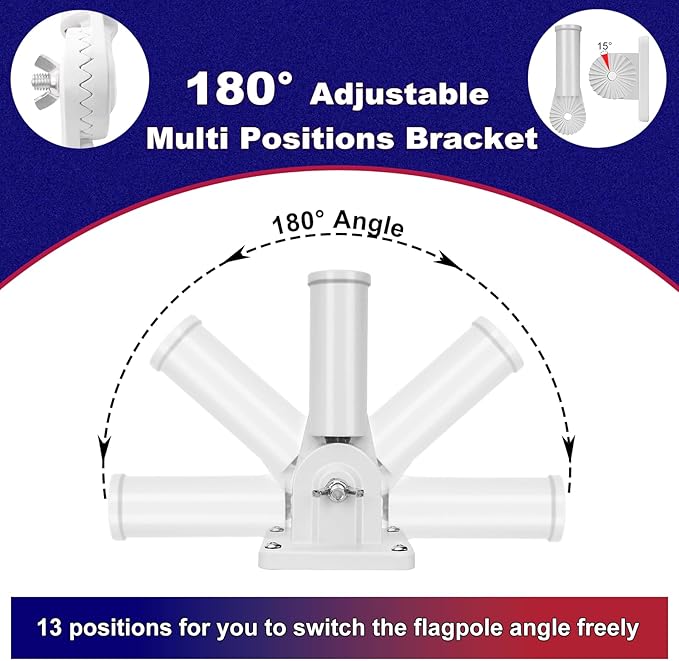 ZMTECH 2 Pack 6FT White Flag Pole Kit with Solar Light and Proud American Flag, Adjustable Bracket and Upgraded Tangle-Free Ring 1" Stainless Steel Flagpole for Day and Night, Residential, Commercial