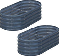 KFN 2PCS 4x1.8x1FT Galvanized Raised Garden Bed,Raised Garden Bed Kit-Oval Metal Vegetable Box,Large Planter Flower Boxes Outdoor,Planting for Vegetables,Flower,Herb,Grey,0.7mm