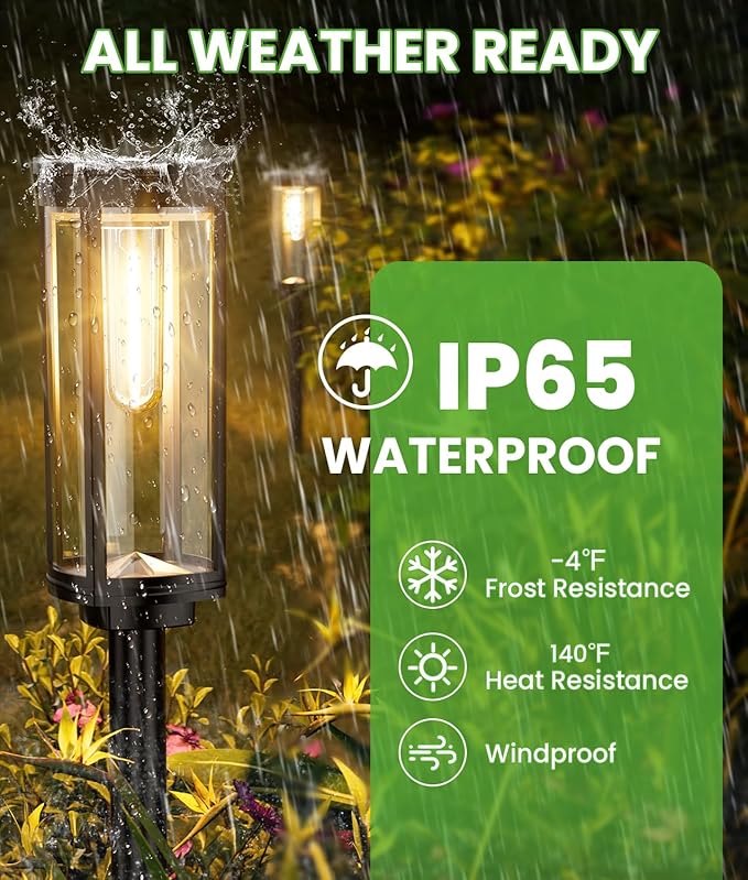 Bright Solar Pathway Lights, 2 Pack Solar Lights Outdoor Waterproof IP65, Auto On/Off Path Landscape Lighting, Long Lasting Outdoor Light for Yard Garden Walkway Landscape Lawn Patio Lighting