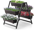 Raised Garden Planter Bed, Tiered Planter Stand with 5 Boxes (Brown), 26" Long*36.5" Wide*31" Tall, Good for Herbs, Flowers, or Vegetables in Patio Balcony Indoor Outdoor