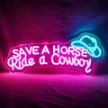 WLHOPE Save A Horse Ride A Cowboy Neon Sign Adjustable Brightness Led Sign,Neon Signs for Wall Decor,Connectivity Via USB Licked Neon Light for Bedroom Home Bar Club Hotel Party Decor