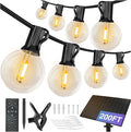 DAYBETTER 200FT Solar String Lights Outdoor Waterproof with Remote,100 LED Bulbs Dimmable&Timer,Patio Lights 3 Installation-Clips,Stakes&Nails for Outside Porch Garden Backyard Bistro