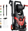 Pressure Washer, Power Washer with 6 Quick Connect Nozzles, Inlet Hose & Filter&Foam Cannon for Cars/Fences/Driveways/Patios/Home Cleaning (Red)