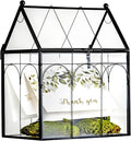NCYP Glass Terrarium with Lid for Cacti, Succulents, Small Plants - 7.5 x 4.9 x 9 inches Closed Geometric Planter Box - Home Indoor Tabletop House Shape Decorative, Black (Terrarium Only)