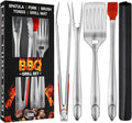 Kaluns BBQ Grilling Accessories, Grilling Gifts for Men Dad, Grill Tools for Outdoor Grill, Heavy Duty Stainless Steel Grill Set with Spatula, Tongs, Fork, Brush, & Grilling Mat, Best BBQ Gifts