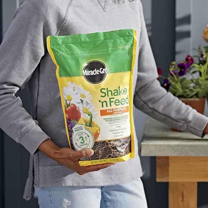 Miracle-Gro Shake 'N Feed All Purpose Plant Food, For In-Ground and Container Plants, Feeds for up to 3 Months, 8 lbs.