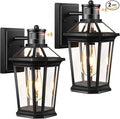 VIANIS Black 2 Pack Outdoor Lights for House, Dusk to Dawn Porch Light Lantern, Exterior Lighting for House Wall Mount, Motion Sensor Light Outside for Garage, Brightness Distance Adjustable