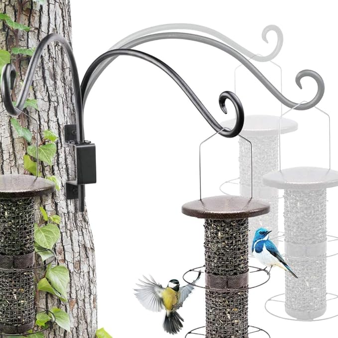 Swivel Bird Feeder Hanger Hook: Swivel Hanging Plant Bracket Outdoor - Wall Mount Swivel Hanging Hook for Bird Feeder 16-Inch
