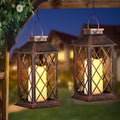 2 Pack Solar Lantern Outdoor Waterproof Garden Decor Hanging Lanterns Birthday Gifts for Women Mom 11" LED Flickering Flameless Candle Christmas Table Lights for Yard, Patio, Porch, Backyard