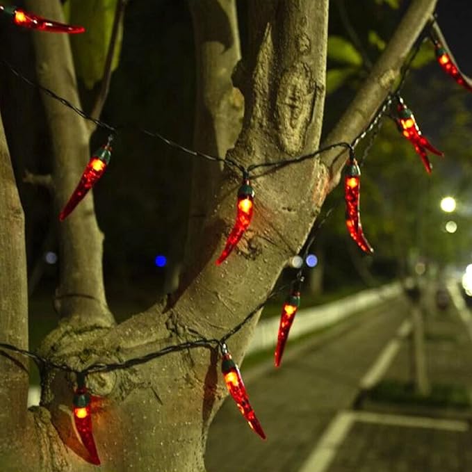 Solar Red Chili String Lights, 30 LED Chili Shape Fairy String Lights Solar Operated String Lights for Wedding, Chinese New Year,Spring Festival,Party Decoration,Christmas