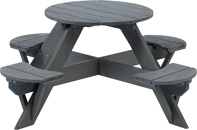 Jack & June Circular Cedar Picnic Table – 100% Cedar Wood – Weather Resistant – Perfect for Outdoor Dining and Entertaining