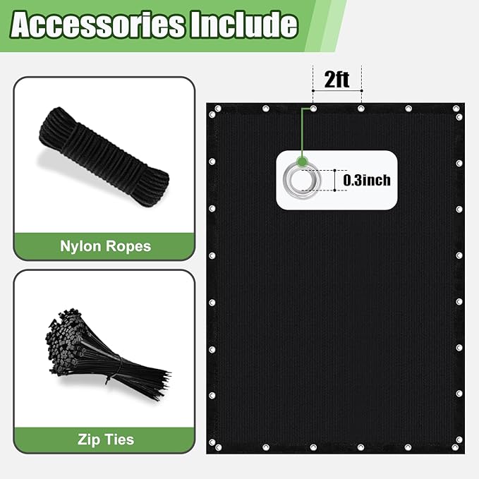 Outdoor 90% Sun Shade Cloth with Grommets, 17 X 18 FT Pergola Shade Cover for Garden Patio Carport Kennel Swimming Pool, Black (We Make Custom Size)
