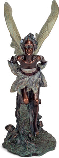 Lovely Kissing Fairy Bronze Tone 19.75 Inches Polyresin Outdoor Garden Statue