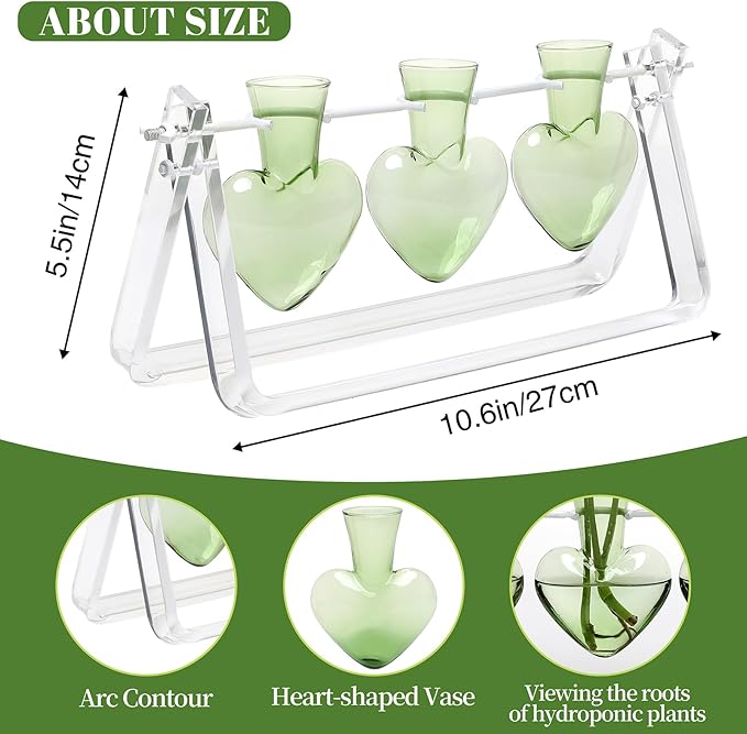 Plant Terrarium Propagation Stations with Wooden Stand Birthday Gifts for Women Plant Stand Indoor Office Home Decor