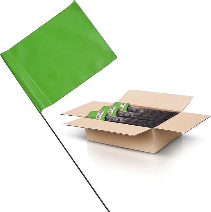 Green Marking Flags 1000 Pack - 4x5x15 Inch Green Flags for Yard - Markers For Lawn, Irrigation, Landscaping, Survey & Sprinkler Head Marking
