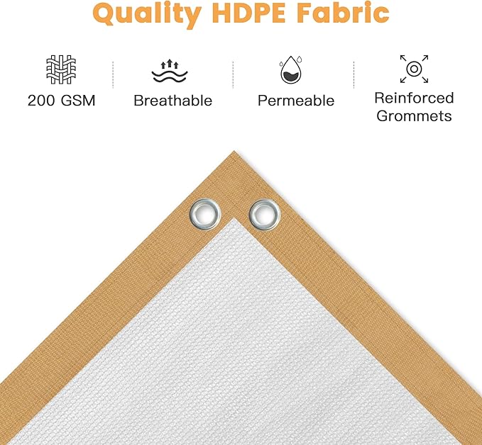 VICLLAX Shade Fabric Sun Shade Cloth with Every 2 FT Grommets for Patio Garden Pergola Cover Canopy 4x14 FT, Cream