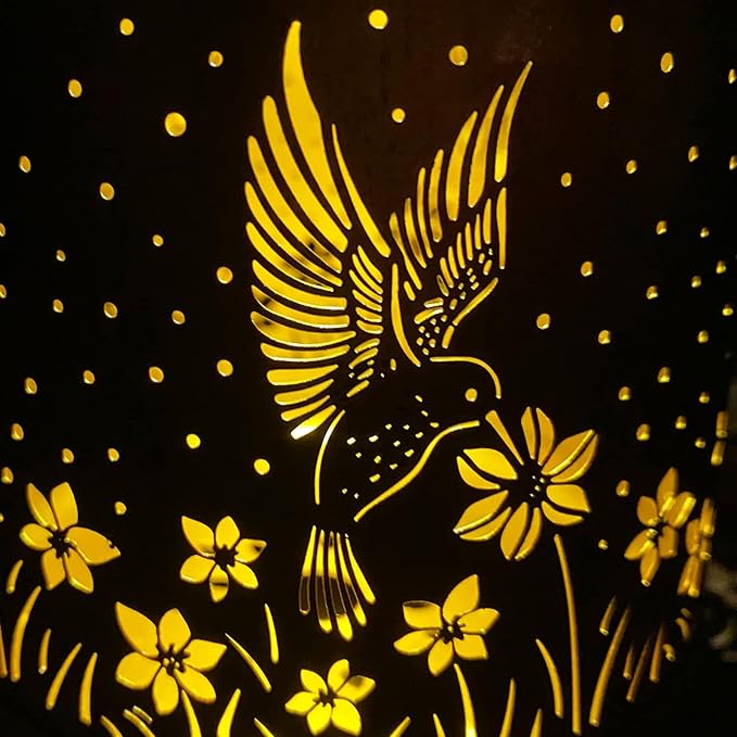 Mothers Day Gifts, Hummingbird Solar Lantern Outdoor Hanging, Metal Bird Decor Waterproof LED Decorative Light for Garden Patio Yard Lawn Backyard Front Porch, Birthday Gifts for Women Mom Grandma