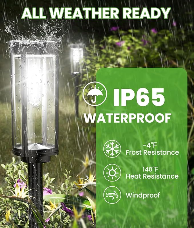 Bright Solar Pathway Lights, 2 Pack Solar Lights Outdoor Waterproof IP65, Auto On/Off Pathway Landscape Lighting, Outdoor Light for Yard Garden Walkway Landscape Lawn Patio Lighting