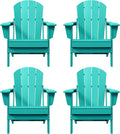 Westin Outdoors Laguna WO Home Furniture Adirondack Chair 4 PC Set Classic Outdoor Patio Folding Chair for Bon Fire Pit Lawn Backyard Beach Plastic Weather-Resistant (Turquoise)