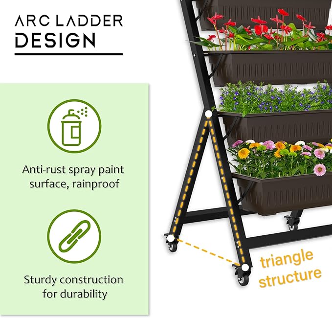 G TALECO GEAR Vertical Garden Planter, Vertical Raised Garden Bed Planter Box with 5 Container Boxes, Grow Your Herb Vegetables Flowers Indoor and Outdoor (5-Tier)