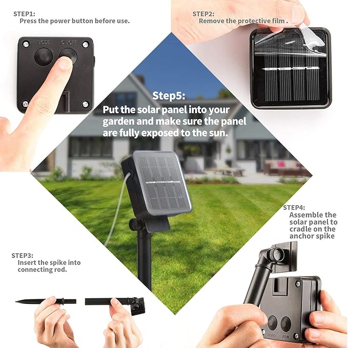 Brightown Solar String Lights - 60 Led, 35.6 Feet Crystal Globe Lights with 8 Modes, Waterproof, Solar Powered for Outdoor Garden Yard Porch Wedding Party Decor Halloween (Blue)