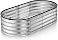 Galvanized Raised Garden Beds Outdoor // 4×2×1 ft Planter Raised Beds for Gardening, Vegetables, Flowers // Large Metal Garden Box (Silver) // Patented Tool-Free Design