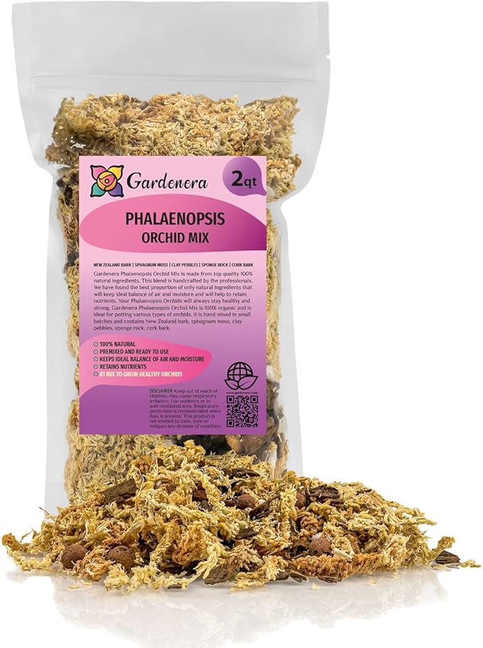 Premium Phalaenopsis Imperial Orchid Potting Mix - Hand Mixed in Small Batches | Great for Phalaenopsis of All Kinds - by GARDENERA - 10 Quart