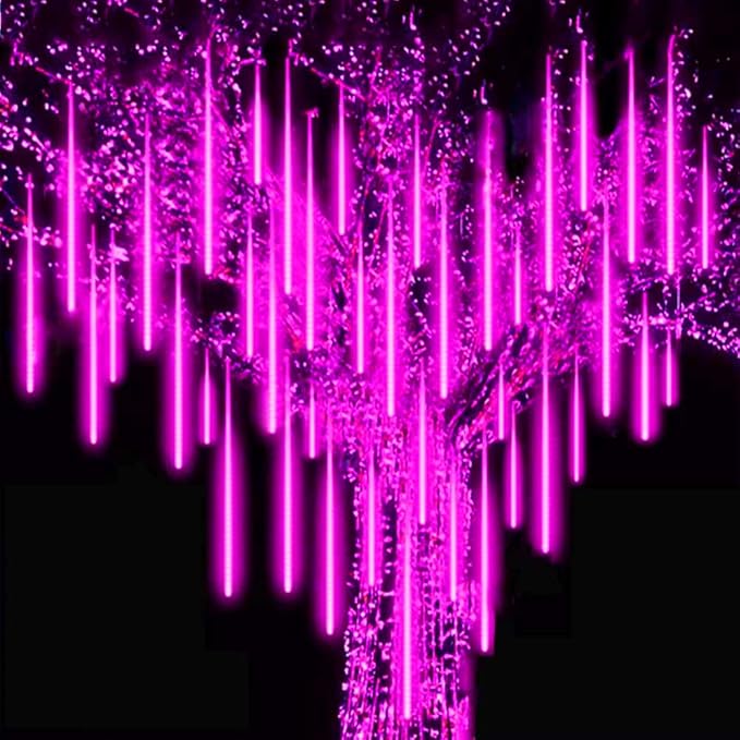 Purple Meteor Shower Lights, Christmas Lights 10 Tube 540 LED 20 Inch Icicle Raindrop Lights for Halloween Tree Patio Garden Roof Eaves Outdoor Decor, Waterproof Plug