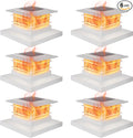 Dynaming 6 Pack Solar Flame Post Lights Outdoor, Solar Powered Fence Post White Shell Cap Light, High Brightness Flickering Flame LED LiVinyl/Wooden Postseck Patio, Fit 4x4 5x5 6x6 Vinyl/Wooden Posts