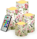Ystardream Hummingbird Flower Flameless Candles with Remote Battery Operated Candles Elegant Realistic LED Candles with Remote and Timer Set of 4 for Valentines Home Wedding Birthdays