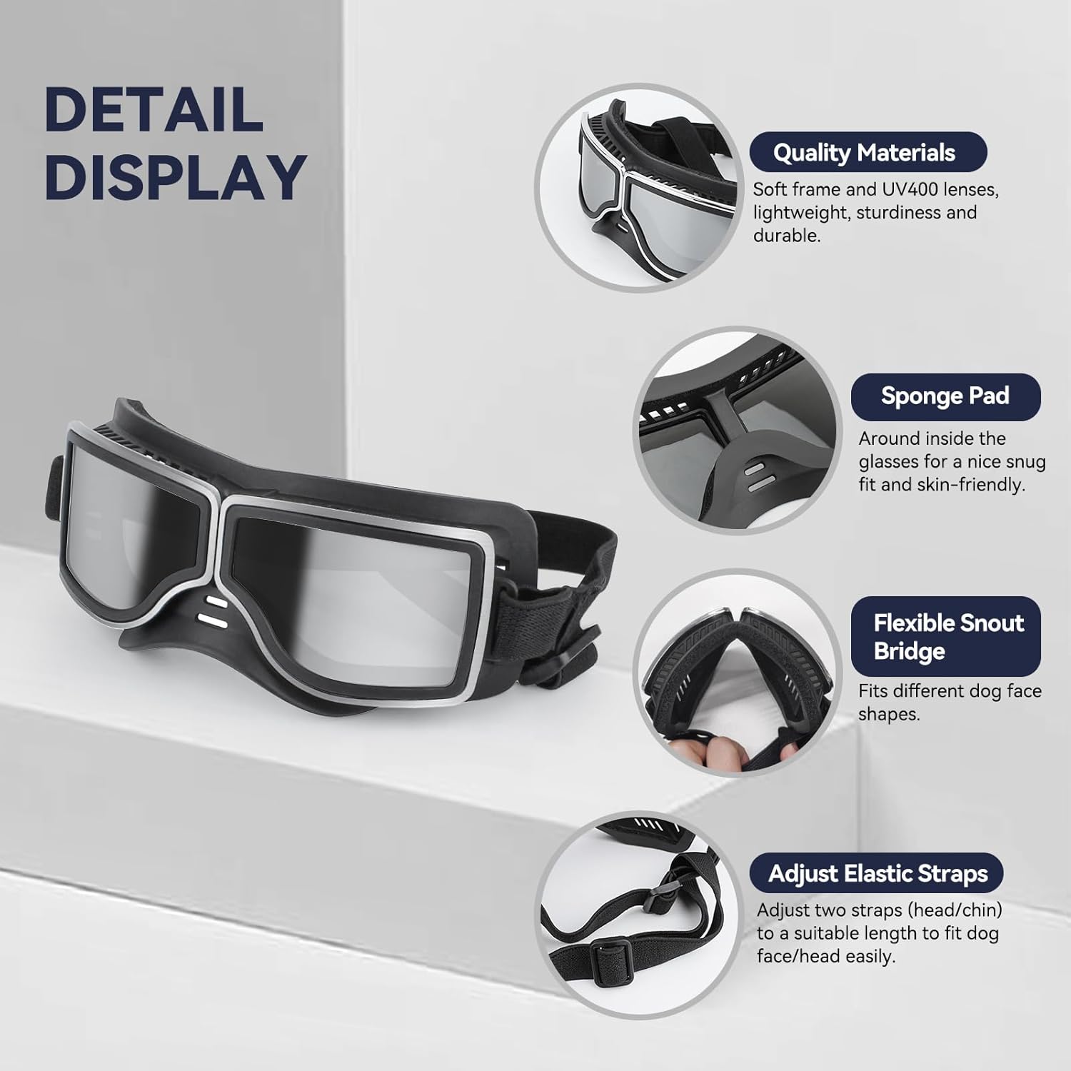Dog Goggles Medium to Large Breed Pilot Style