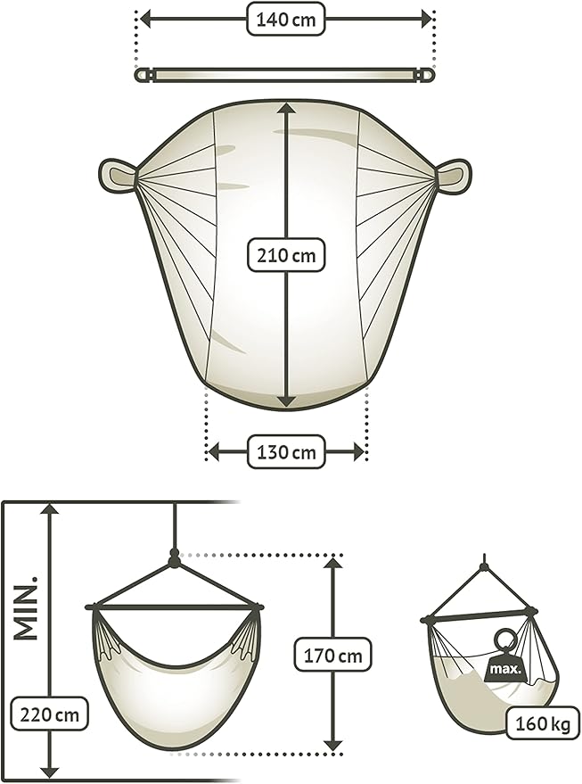 LA SIESTA® XL King Domingo Hammock Chair Swing & Tree Mount Kit - Suspension Kit for Trees Beams Posts - Weatherproof, Outdoor Indoor Hammock Swing - Hanging Chair for Bedroom Patio - Sea Salt