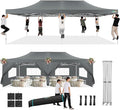 COBIZI 13x26 Pop Up Tent 13x26 Canopy with Sidewalls Heavy Duty Canopy Party Tent for Parties, Outdoor Wedding Large Event Tent Wind Waterproof UPF 50+ Ez Up in Garden Lawn with Roller Bag, Gray