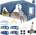 HOTEEL 10x20 Pop up Canopy with 6 Sidewalls, One Push Instant Setup Outdoor Canopy Tent with Reinforce Rod, Weight Bag, for Parties, Events, Blue