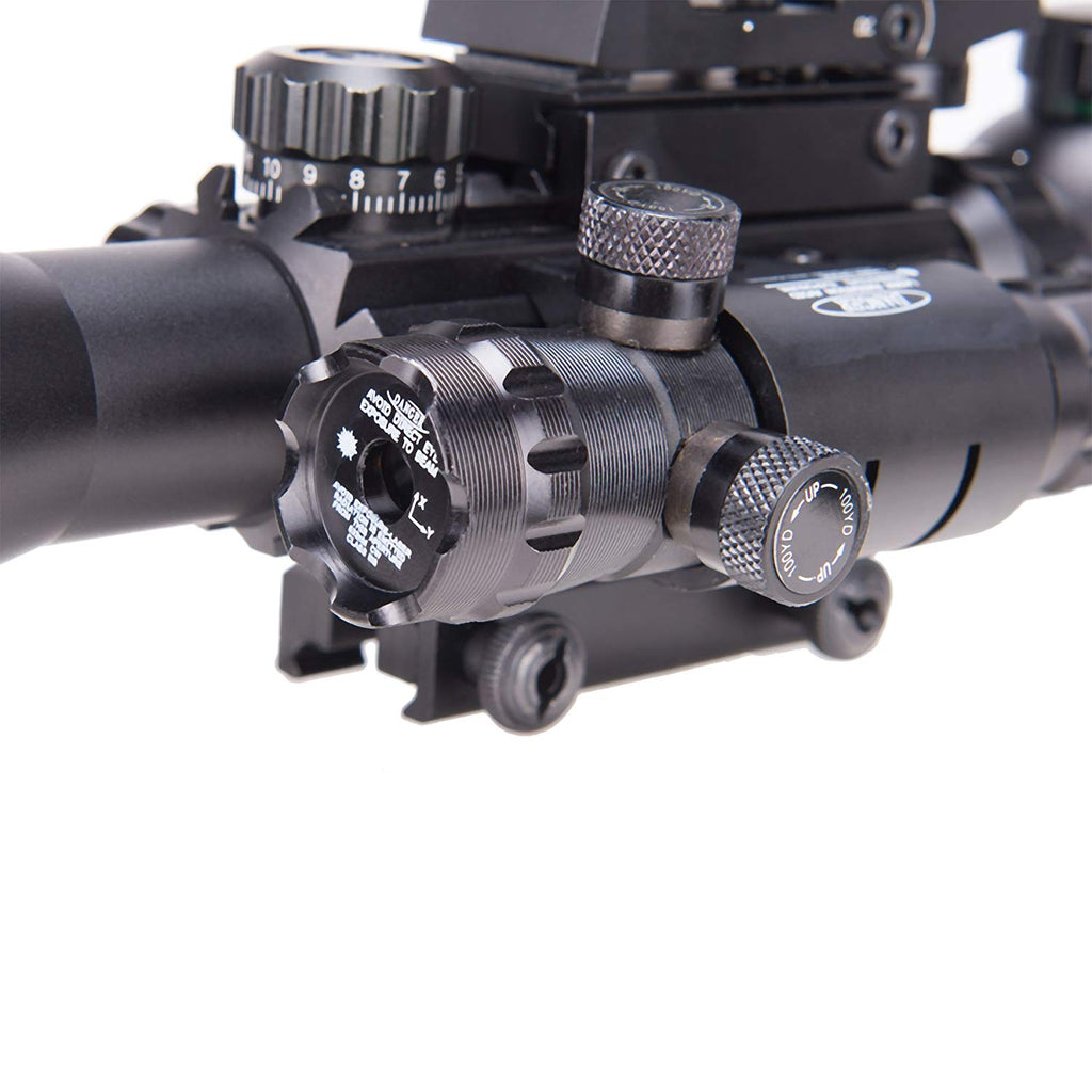 3-in-1 Rifle Scope Combo, 4-12x50mm Rangefinder Scope, Red&Green Reflex Sight, Green Laser