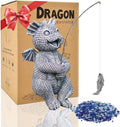 Goodeco Dragon Statue Garden Decor - Adorable Baby Fishing Dragon Figurines Outdoor Statues for Koi Pond/Fairy Garden Accessories,Gardening Gifts for Women 5.1 * 8.5 in