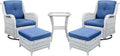 Outdoor Swivel Rocker Furniture 5 Pieces Patio Wicker Furniture Sets, Rattan Patio Swivel Glider Chairs with 2 Ottoman and Glass Side Table