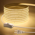 Super Bright Outdoor LED Strip Lights, AC 110V 3500K Flexible LED Rope Lights Waterproof 600 LEDs 16.4ft LED Light Strip for Garden Patio Cabinet Bedroom Indoor Outdoor Decoration (16.4FT,Warm White)