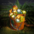 Garden Solar Figurine Light - Flowerpot Succulent Solar Light Outdoor, Solar Powered Lighting Outside Decorations Yard Art Lawn Ornaments for Porch Patio Balcony - Succulent Gifts for Women Mom