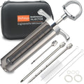 Meat Injector, Stainless Steel Marinade Injector Flavor Syringe Kit with 2-oz Measurement Window for Smoker Food BBQ Grill, Cooking Turkey Chicken Steak Beef Brisket Pork-Chops, 3 Meat Needles