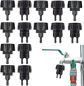 14 PCS Drip Irrigation Hose Connectors 1/4 Inch Water Drip Hose Adapter Connectors Garden Hose to 1/4" Drip Irrigation Parts Swivel Garden Faucet Single Head Double Head Hose Quick Connect Fittings
