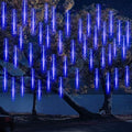 LED Meteor Shower Solar Lights Outdoor, Waterproof Garden Lights 30cm 10 Tubes 360LEDs Falling Lights Raindrop Lights,Holiday Party Wedding Christmas Tree Decoration String Lights (Blue)