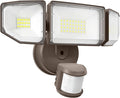 85W LED Security Lights Motion Sensor Light Outdoor, 8500LM Dusk to Dawn, IP65 Waterproof, 6500K, 3 Head Motion Detected Flood Light, Floodlight for Outside, Garage, Yard, Porch (Brown)