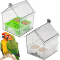 Ziveseller/Sowhathow Pull-Out External Parrot Feeder, Parrot Feeder Parakeet House Bird Bath Transparent Dish Water, Hanging Wild Bird Seed with Squirrel Proof Tray (Mix*2)