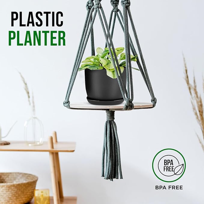 Plant Pots with Multi Drainage Holes - 20 Pieces Versatile, Sturdy Plastic, Stackable Design Home Decor Flower Pots for Indoor and Outdoor Gardening - Black