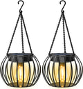 UBright 2 Pack 15" Solar Lights Outdoor Decorative Metal Solar Lanterns Outdoor Waterproof Hanging Lights for Outside Lanterns for Garden Yard Patio