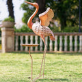 Crane Garden Statue with Birdbath, 40'' Heron Garden Statue, Crane Metal Yard Art for Outside, Backyard, Lawn, Porch Decor