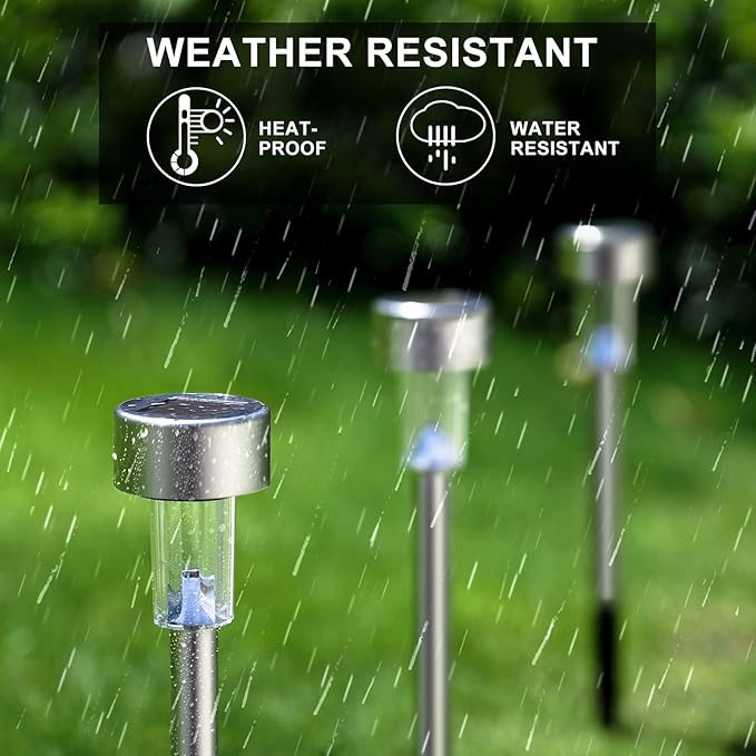Dream Master Solar Lights Outdoor Waterproof, Stainless Steel LED Landscape Lighting Outdoor Solar Lights for Outside Solar Garden Lights for Pathway, Walkway, Patio, Yard, Lawn - 16 Pack(Warm White)